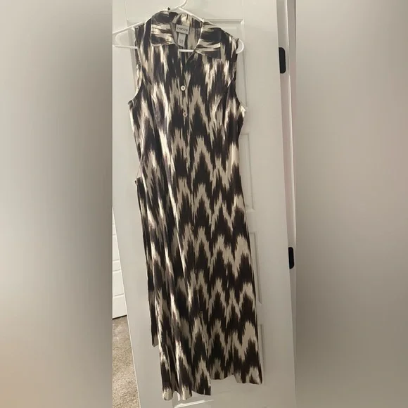 Chico's Linen Jacket and Dress Set in Brown and Cream - Picture 6 of 12